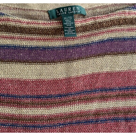 Lauren Ralph Lauren Women’s XL Striped Knit Sleeveless Sweater Tan Multi NWT - Picture 4 of 5